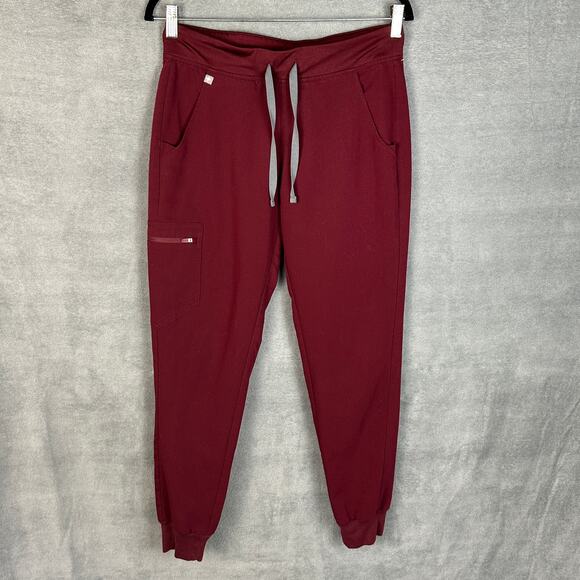 Figs Scrub Pants Womens Small Burgundy Zamora Jogger Pockets Medical Nursing Vet - Picture 1 of 14